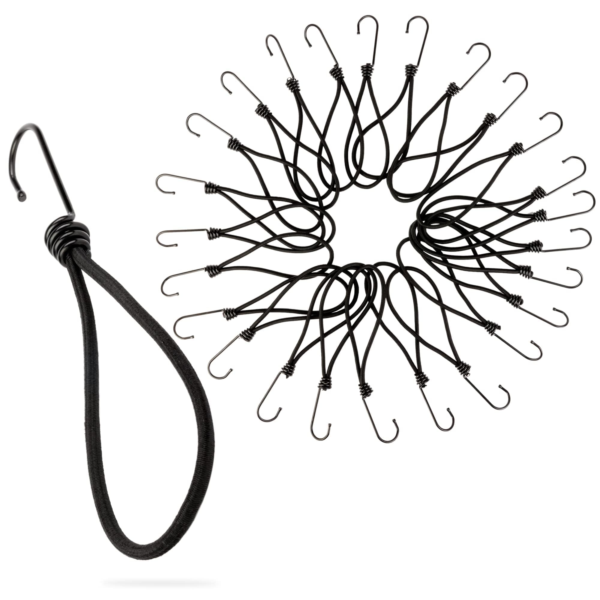 PRETEX Lot De 25 Cordons Élastiques Avec Crochets 13 Cm - Tendeurs Universels Résistants Pour Bâches, Camping, Bagages, Trampolines