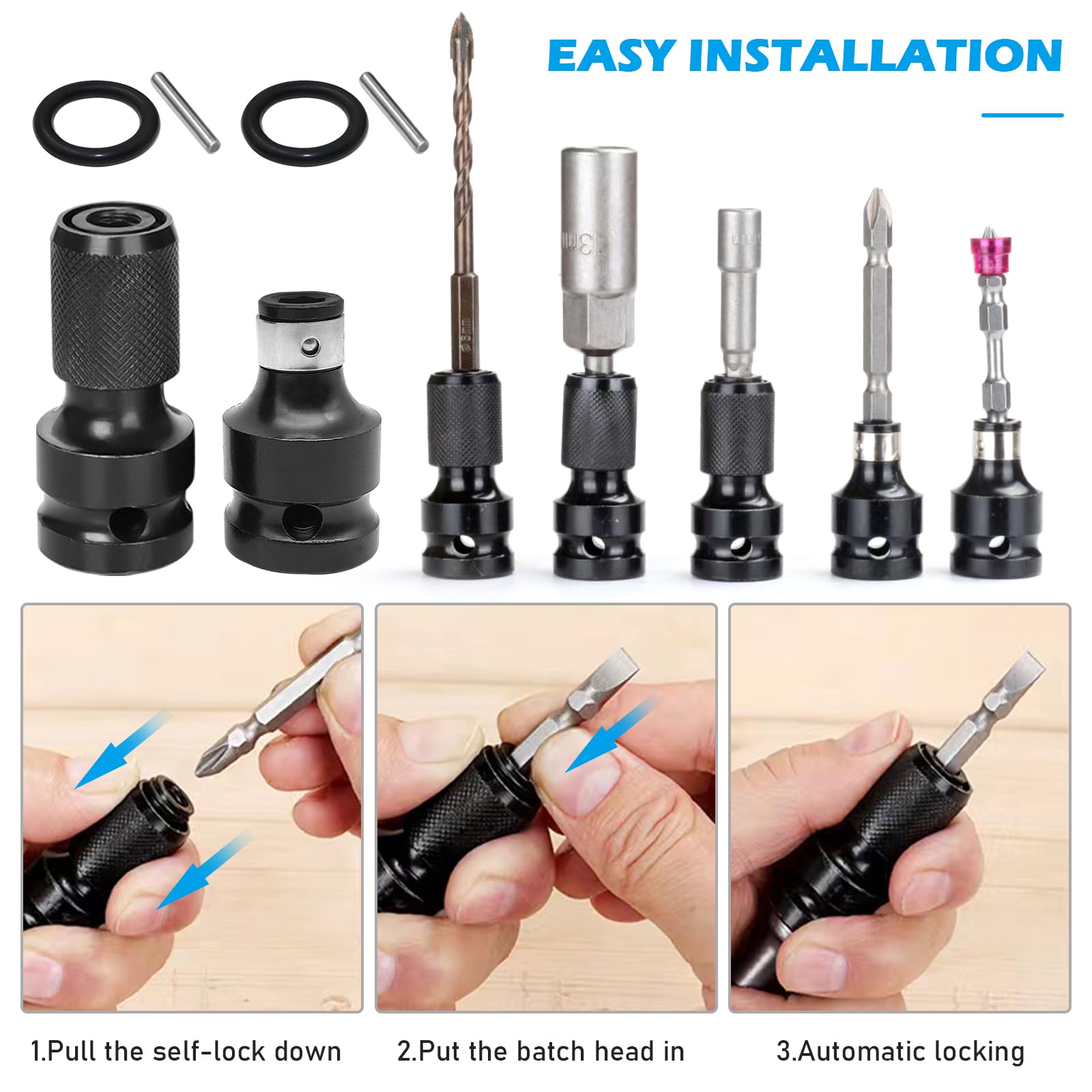 Set 4 Pezzi Adattatori Per Bussole - Convertitore 1/2 A 1/4 Pollice