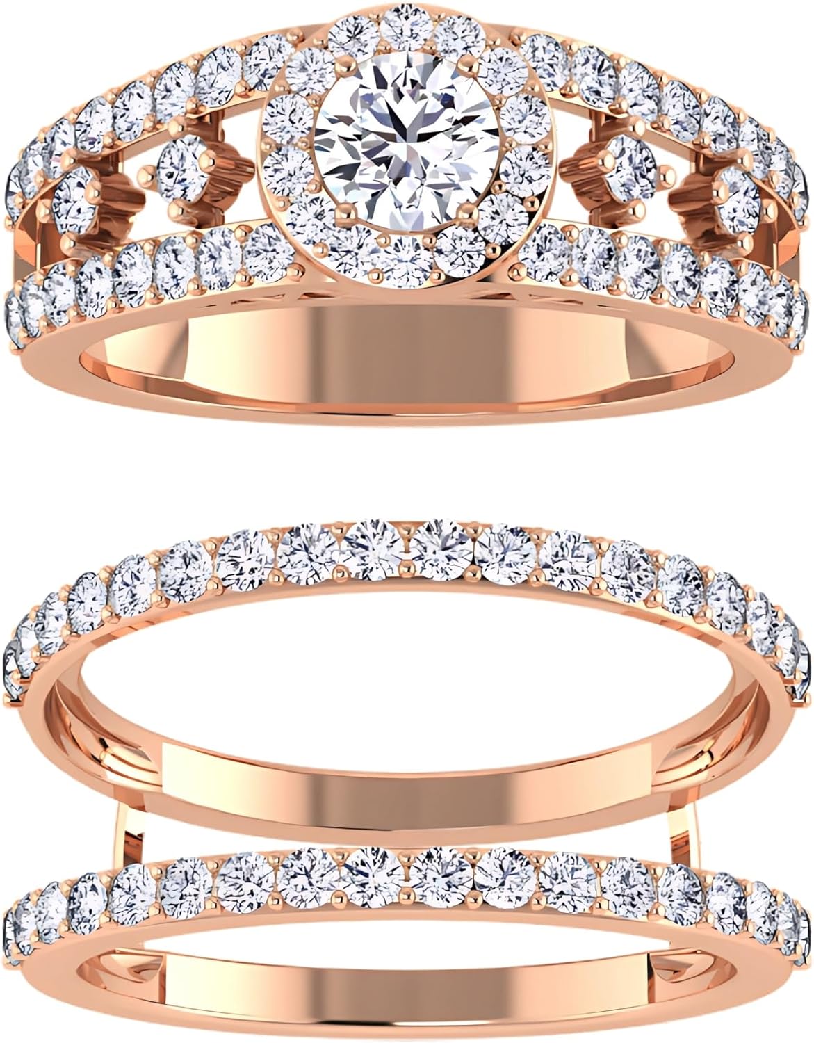 0.54 CTW Round Cut Diamond Ring with Band for Women in 14K Rose Gold | E-F Color, VS-SI Clarity | GSI Certified | Size 7 | Luxury Fine Jewelry Gift for Anniversary, Wedding, Birthday