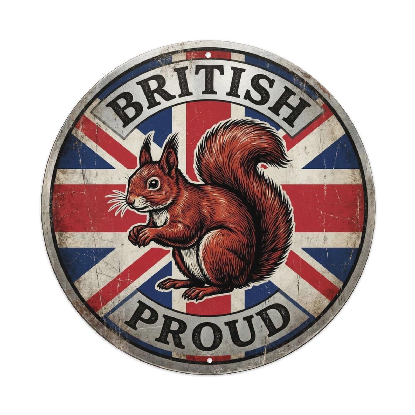 British Proud Red Squirrel Wildlife Heritage Emblem Metal Tin Sign