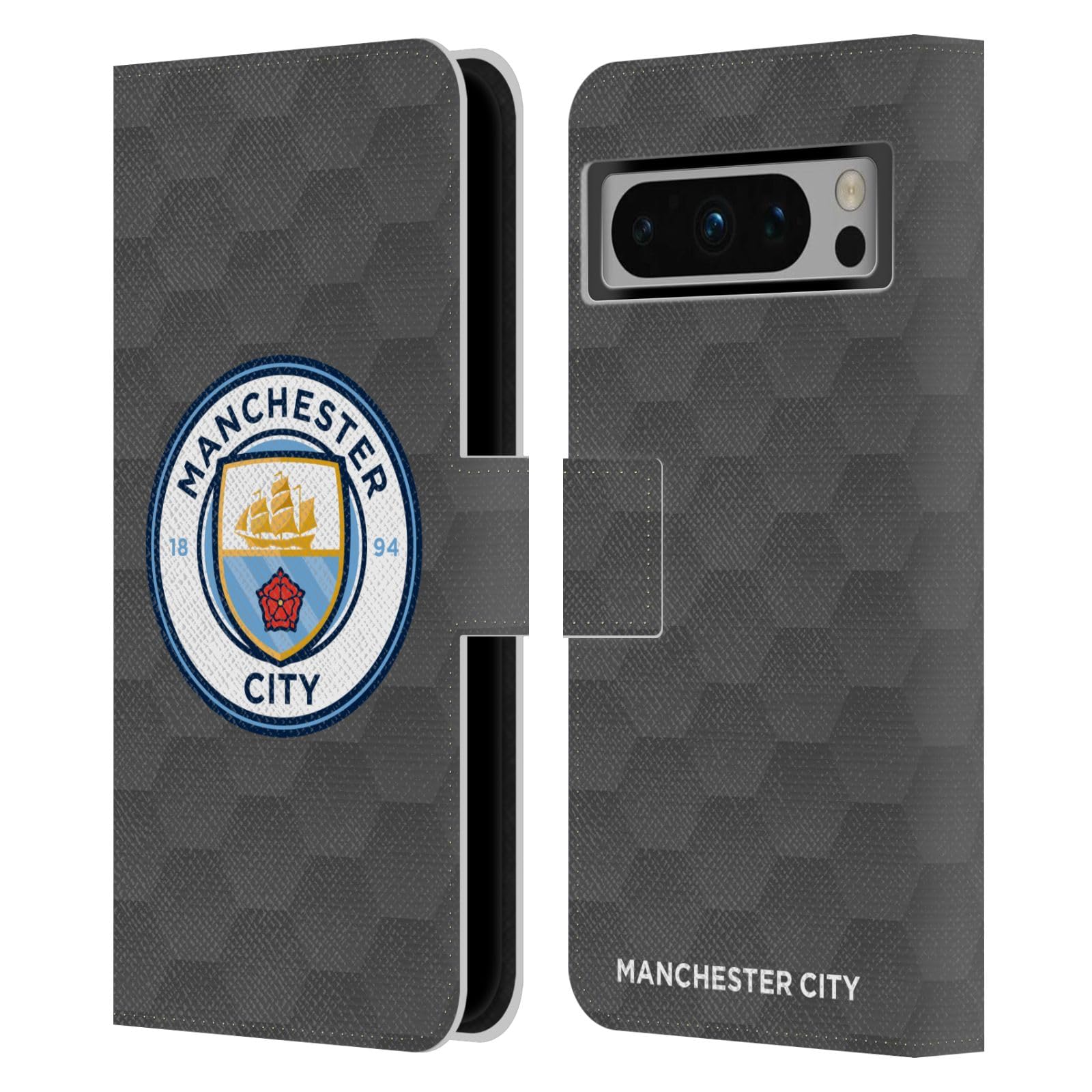 Head Case Designs Officially Licensed Manchester City Man City FC Home Goalkeeper 2020/21 Badge Kit Leather Book Wallet Case Cover Compatible With Google Pixel 8 Pro