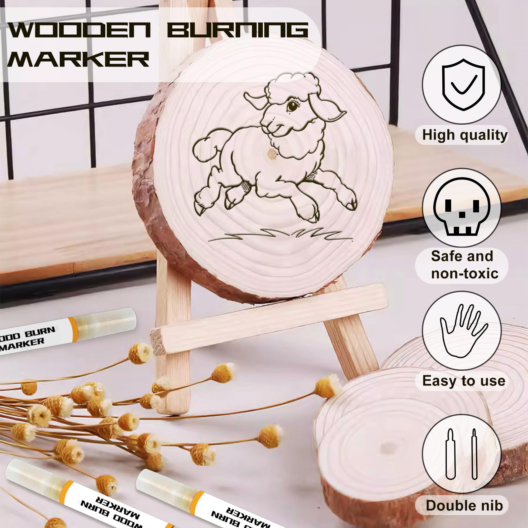 Kintsukuroi Lot de 4 marqueurs de combustion en bois pour brûler avec précision et facilement des motifs sur le bois et l'artisanat, convient pour