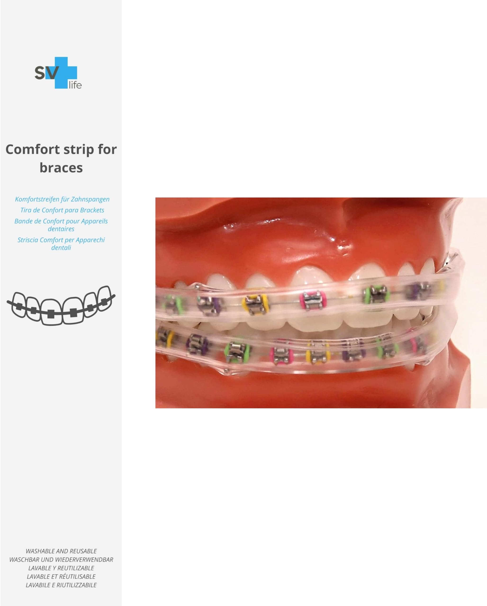 Comfort Strip for Braces, Replaces Dental Wax | Orthodontic Cover, Protector Against Mouth Sores | Reusable, Tasteless, Discreet Transparent Color