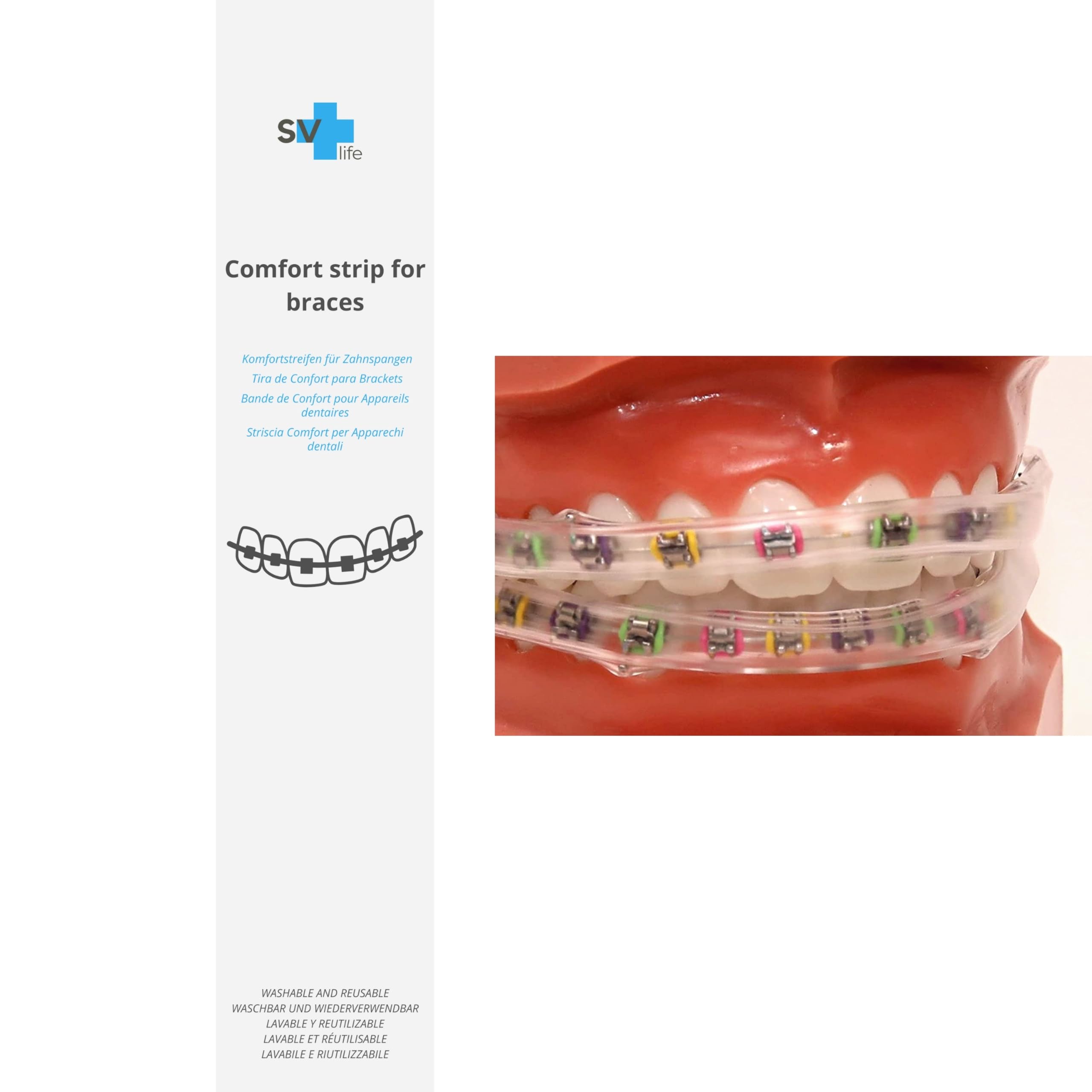 Comfort Strip for Braces, Replaces Dental Wax | Orthodontic Cover, Protector Against Mouth Sores | Reusable, Tasteless, Discreet Transparent Color