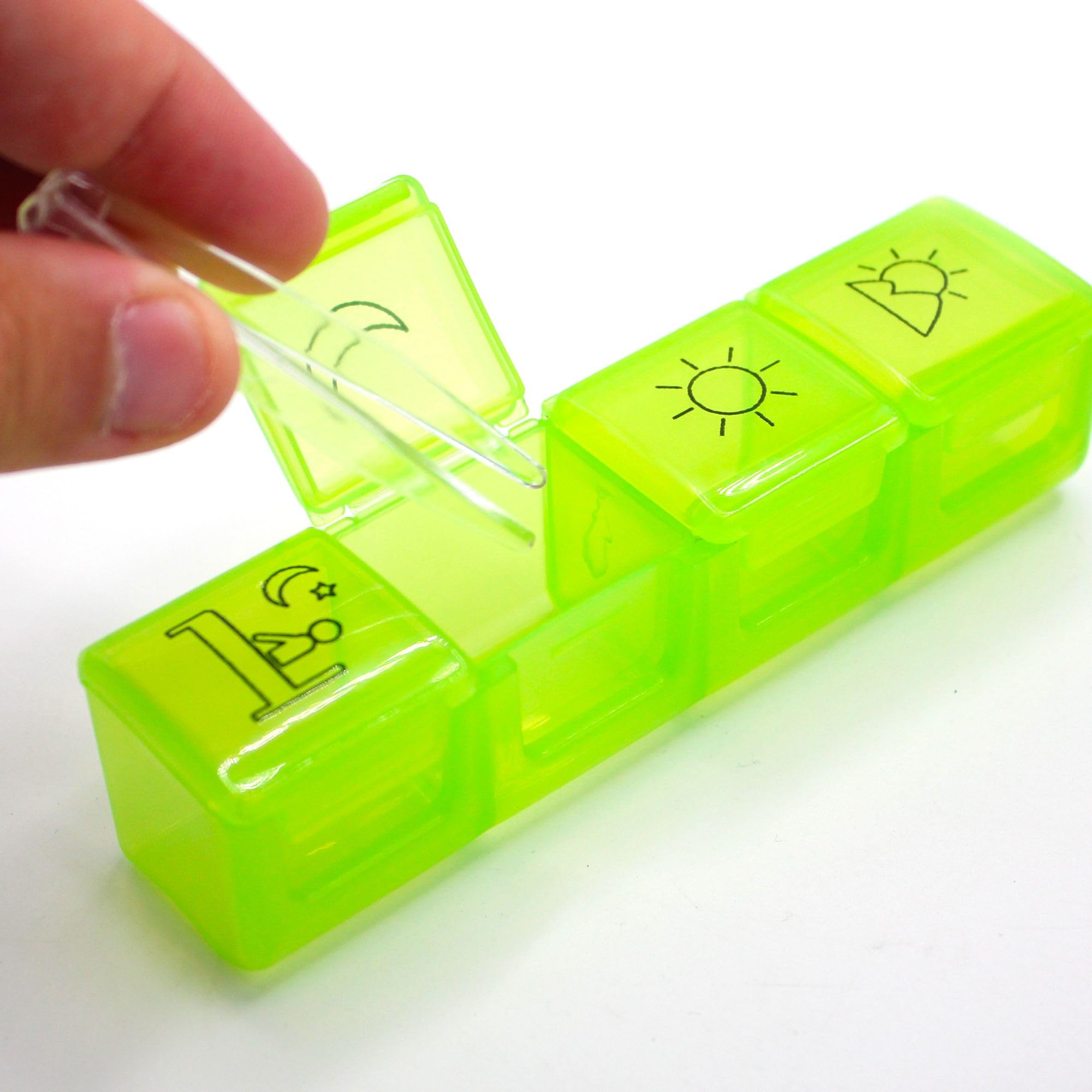 Scatola medicamento per 7 Giorni - 3 Scomparti - portapillole - portapillole - Porta Tablet - Dispenser settimanale scatola per medicinali con design semplice aperto (nero