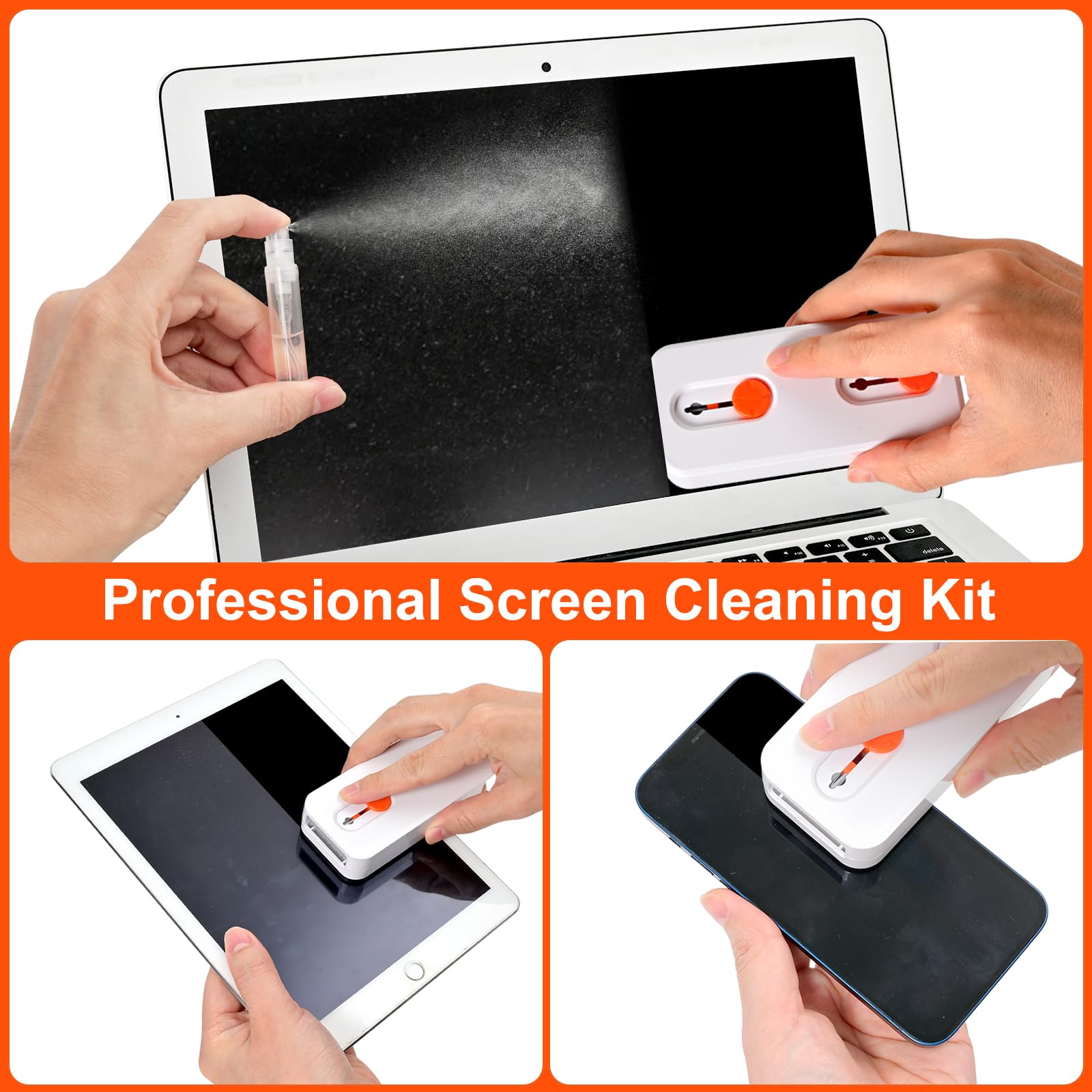 Kit per la pulizia della tastiera del computer portatile, kit di pulizia della tastiera con spazzola retrattile per tastiera e penna di pulizia multifunzione per MacBook, iPad, iPhone, tablet, PC,