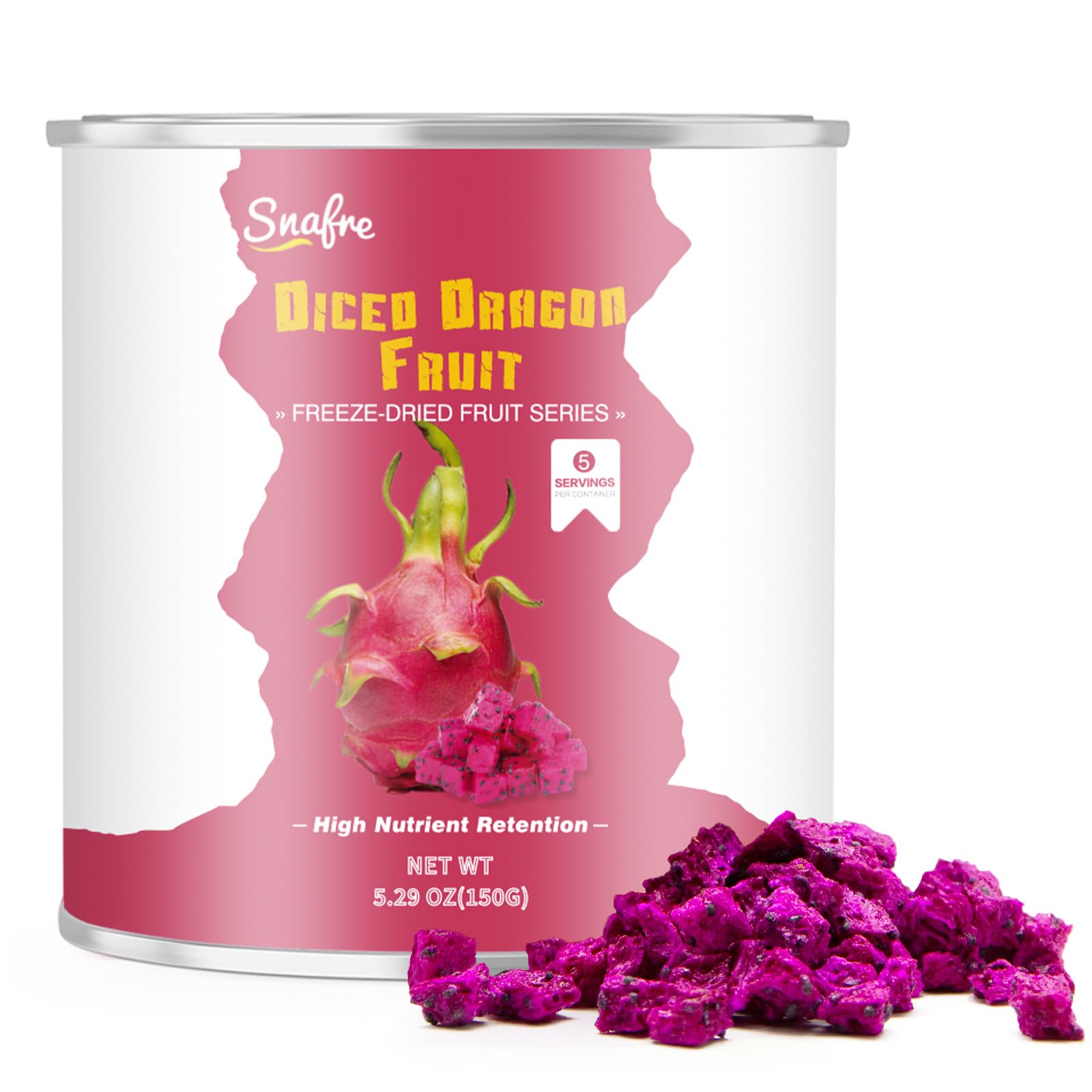 Freeze Dried Dragon Fruit, Freeze Dried Fruit, 150G/5.3OZ No Sugar Added, 100% Natural, Dri-ed Dragon Fruit for Yogurt, Cereal, Smoothies
