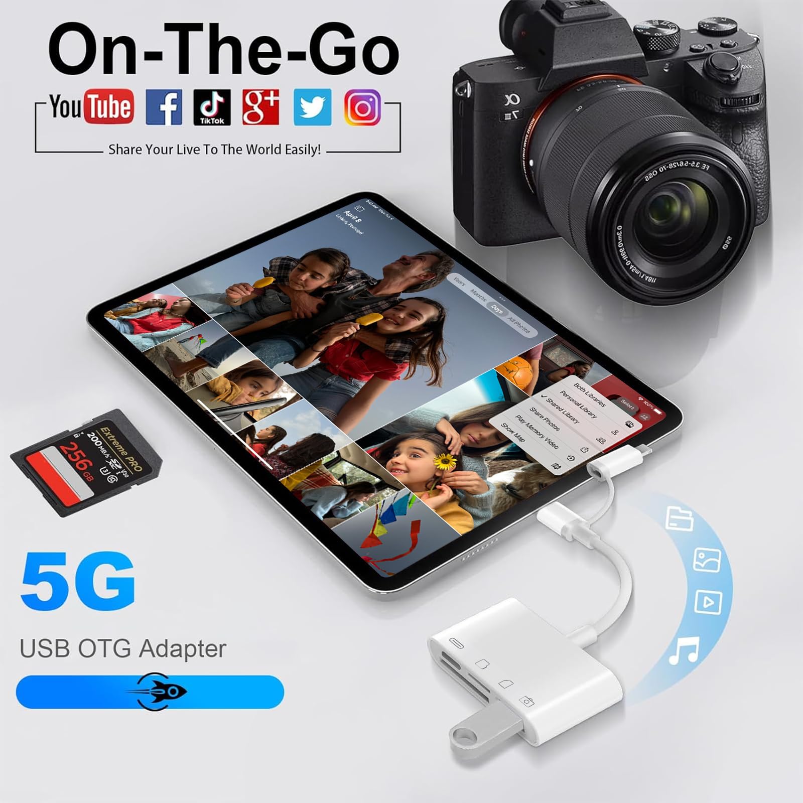 SD Kartenleser Für IPhone & Android - 4in1 Mit Lightning & USB-C, Bis 1TB, Plug & Play