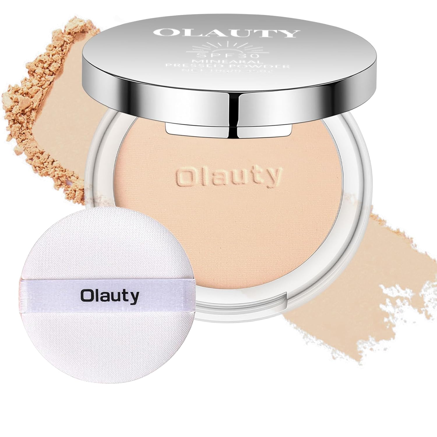 Mineral Powder Foundation with SPF 30+, 4-in-1 Mineral Pressed Powder with Concealer & Finishing Compact Powder, Matte Weightless Buildable Foundation, Light to Medium Coverage (#2 Porcelain)
