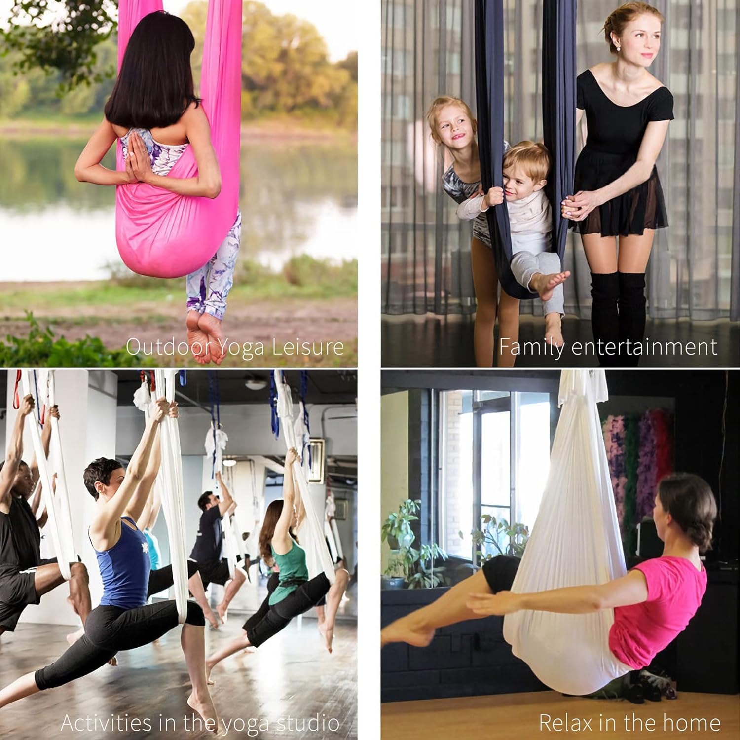 Hamac de Yoga Aérien Kits,Anti-Gravité Yoga Pilates,avec Poignée épaisse en Mousse,Capacité 200 kg(Violet Clair)