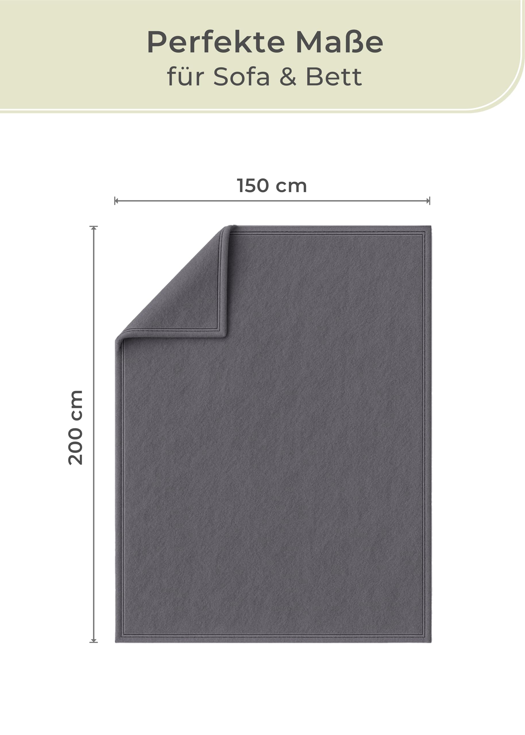 LAYNENBURG Koc bawełniany klasy premium, 150 x 200 cm, Öko-Tex 100, mieszanka bawełny, koc do przytulania, jako koc do mieszkania, na sofę, kanapę, przytulny, ciepły, z bawełny (antracytowy)