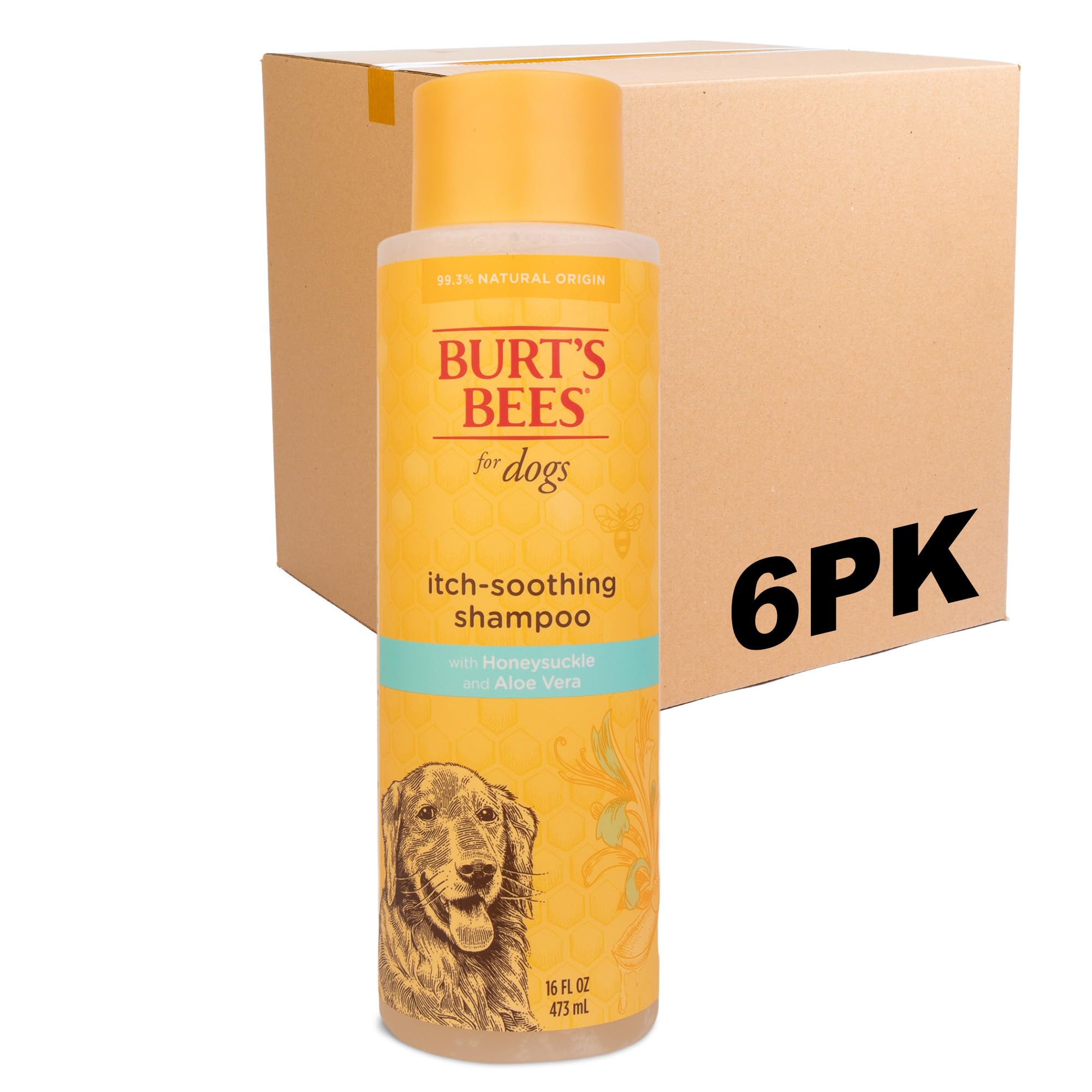Burts Bees for Pets Itch Soothing Dog Shampoo, Honeysuckle, 16 Fl Oz, 6-Pk