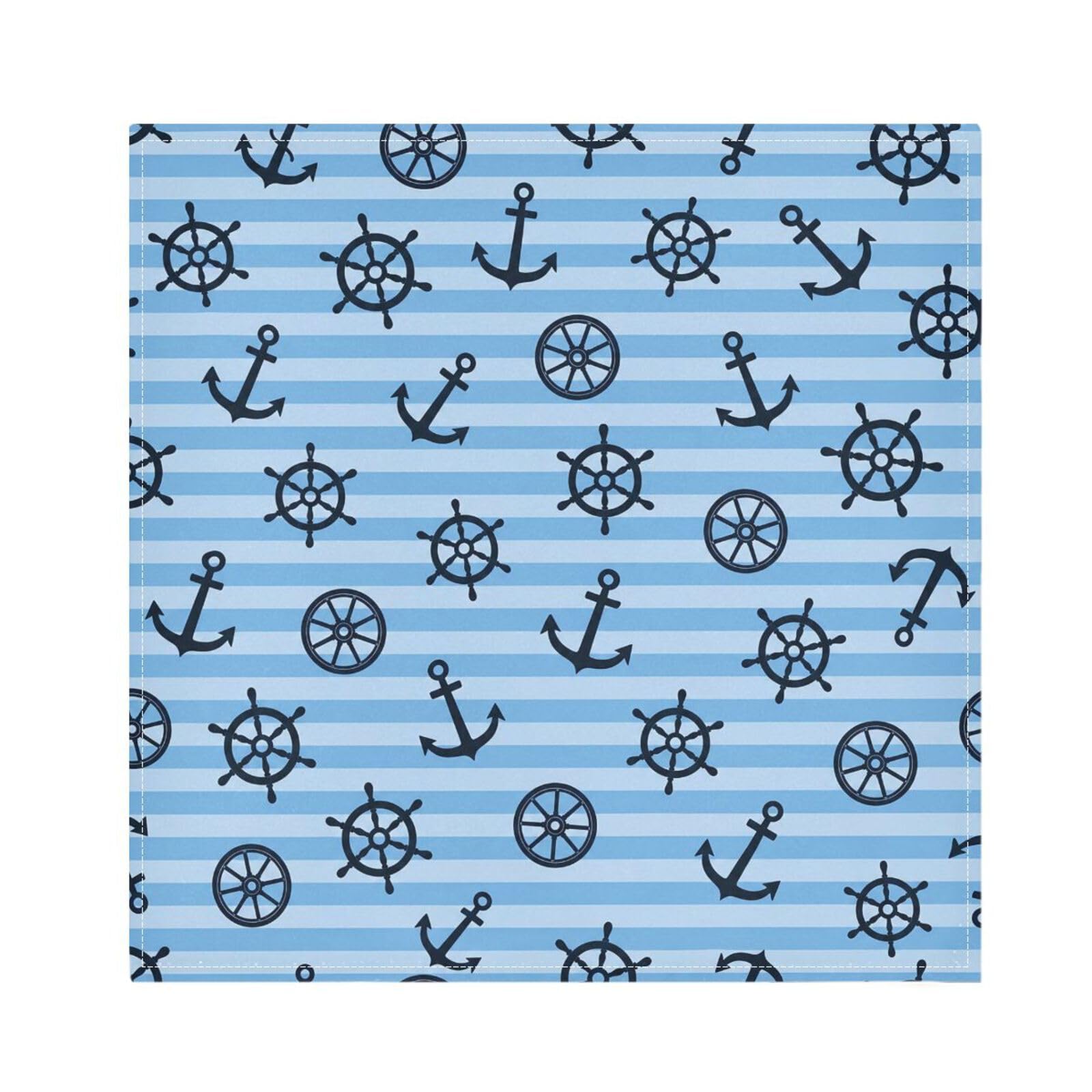 Ttgoth Ship Anchors Rudder Cloth Napkin Set of 6 Washable & Reusable Dinner Napkins for Dining Table, Banquets, Wedding, Party, 50x50 cm