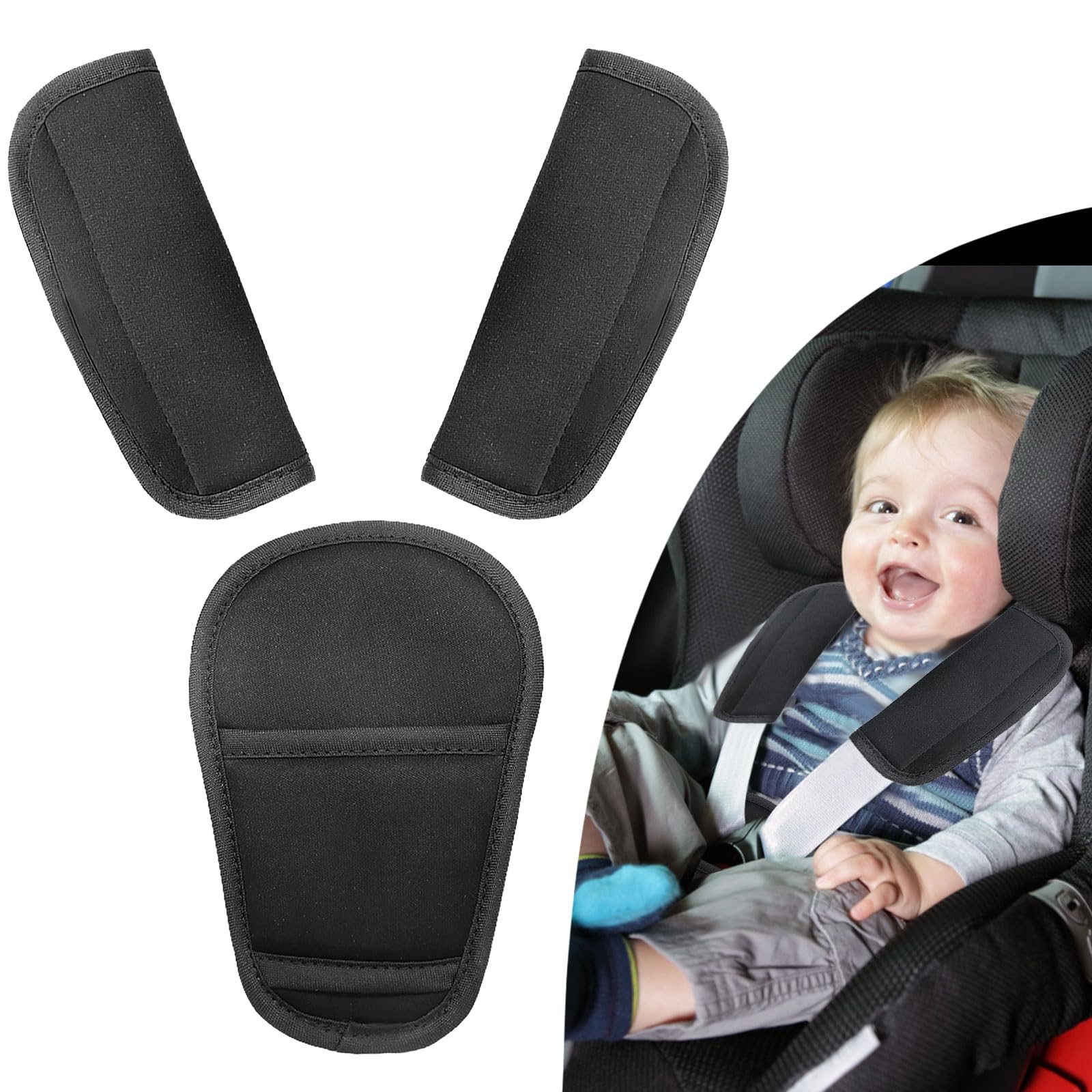 Protection Siège Auto Enfant Housses De Ceinture Sécurité Enfant - Lot De 2 - Protection Cou Et épaules - Gris Foncé Coussin Confort Ceinture