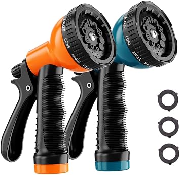 Besiter 2-Pack Garden Hose Spray Nozzle Heavy Duty Watering Wand with 10 Adjustable Spray Patterns, Durable Hose Attachment for Lawn & Garden Care