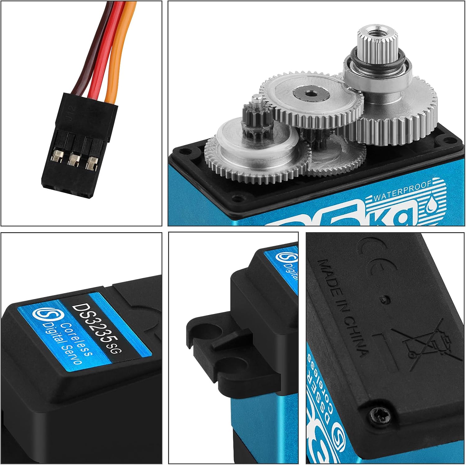 35KG High Torque RC Servo Digital Servo Waterproof Full Metal Gear Steering Servo with 25T Servo Horn Compatible with 1/8, 1/10, 1/12 RC Car Crawler Robot Control Angle 180°