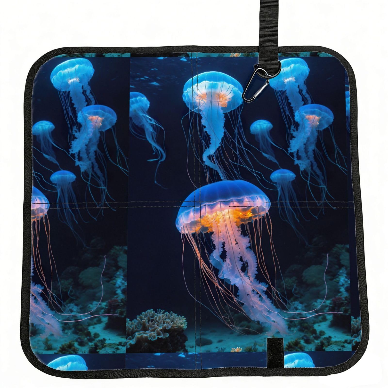 KAPPTYY Jellyfish ocean Printed Bleacher Seat Cushion PE Foam Filling, Foldable Sitting Pad for Concert Stadium Events