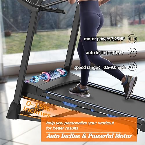 Miniatura 6 de FYC Caminadora plegable con inclinación  330 libras de peso 3.5 HP Máquina eléctrica plegable para caminar con BluetoothAPP para el hogar, ejercicio