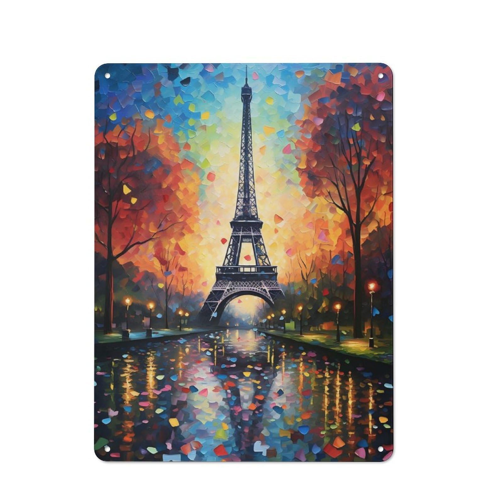 Junmoney Paris Art Eiffel Tower Retro Tin Wall Plaque 40X30cm Featuring For Pub Or Café, New-Space Wall Decor For Pub Decor Enthusiasts