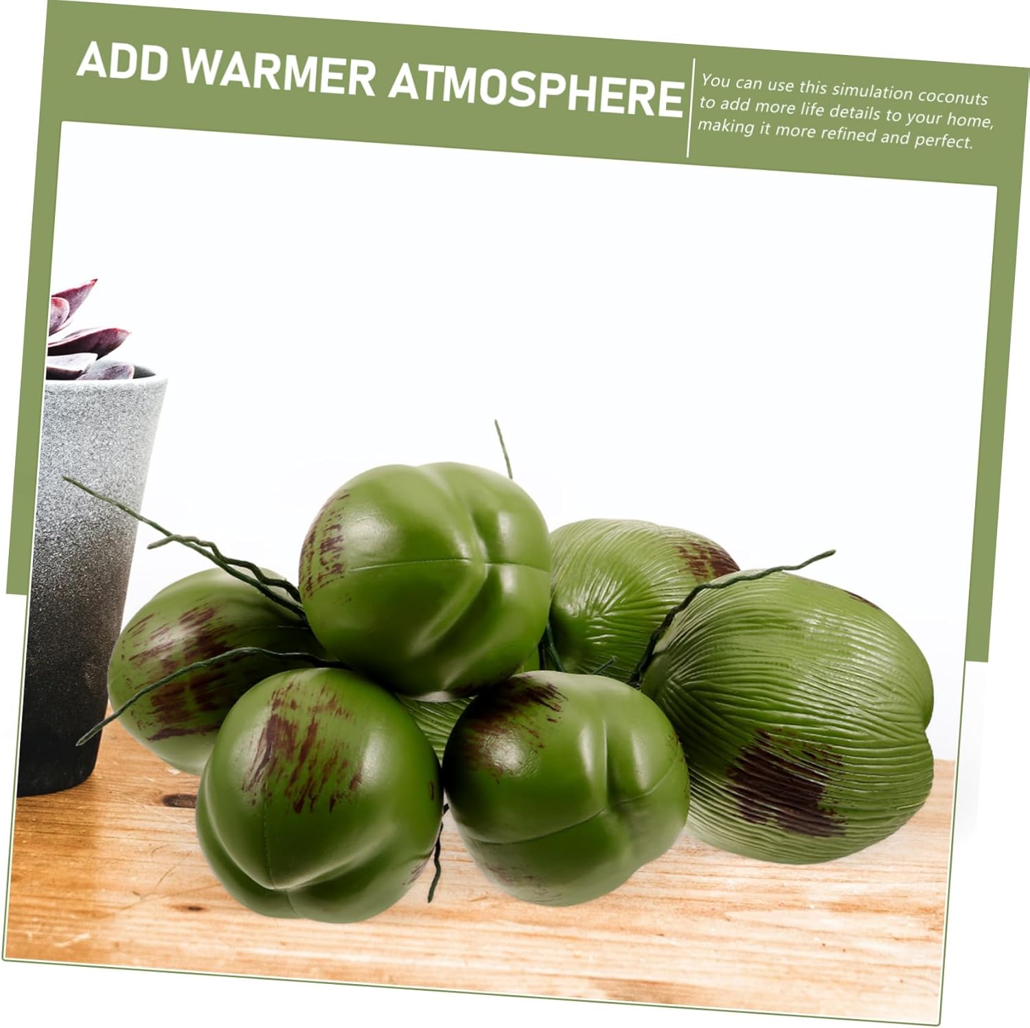 1 Bunch Lifelike Artificial Coconuts Model Tropical Fruit Craft Decoration for Hawaiian Luau Jungle Party Wedding Home Garden Office with Realistic Simulation and Lightweight