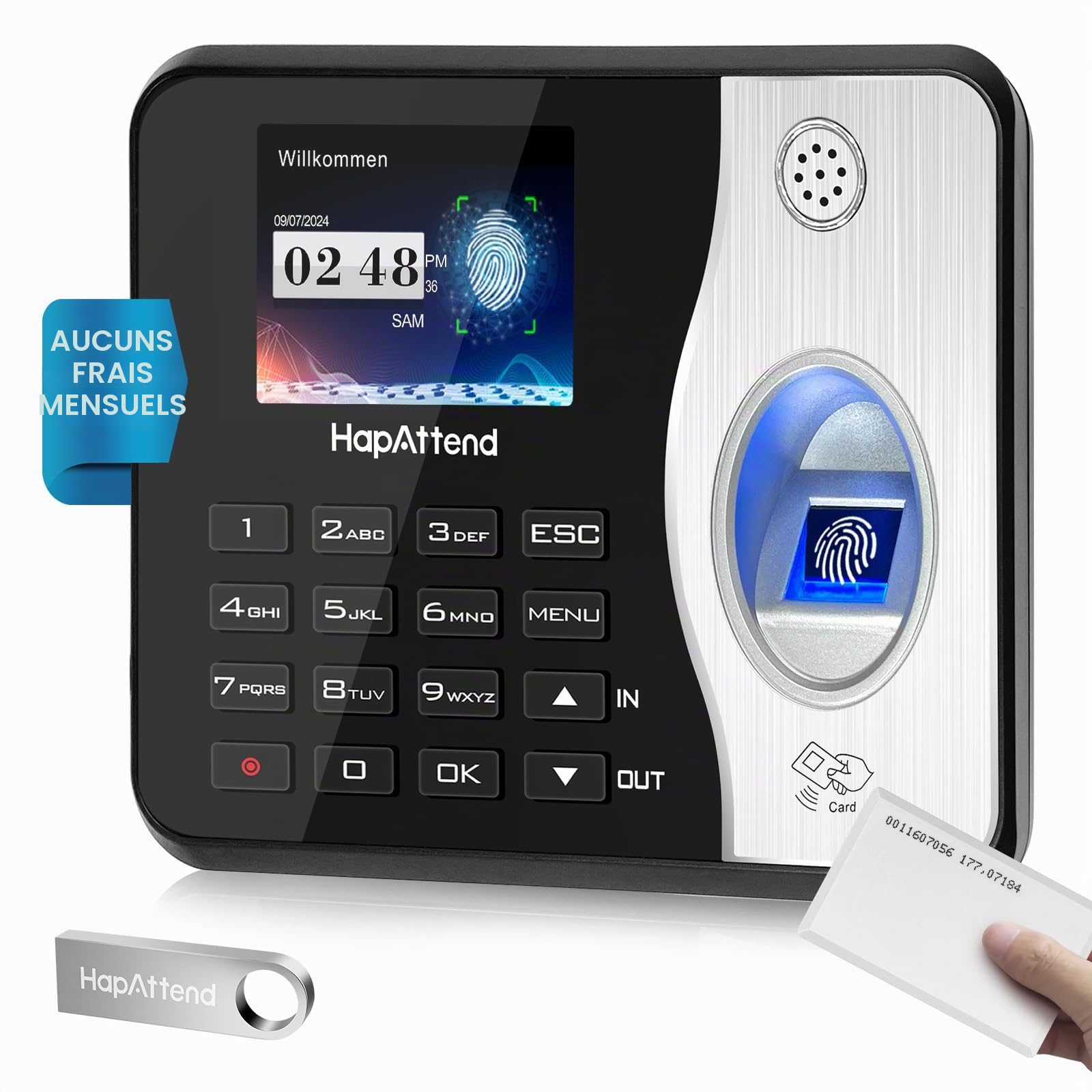 Kit de 10 Badges RFID supplémentaires pour TC1 TC2 TC7 MB1 MB2, insignes de proximité du Temps pour HapAttend H1 H2 H3 (Lot de 10)