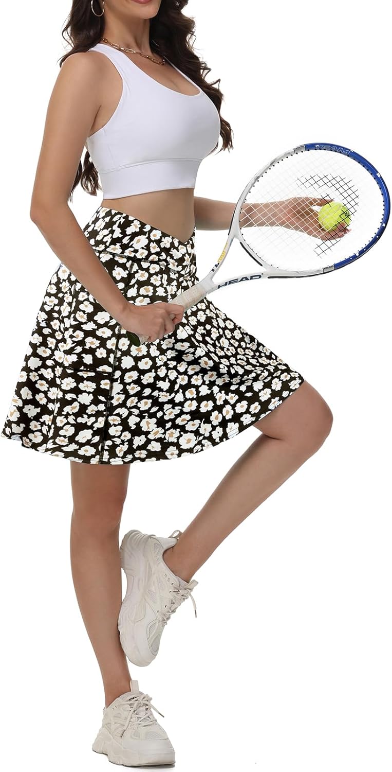 KORALHY 21" Knee Length Golf Skorts Skirts for Women Cross Waist Athletic Skorts with Shorts Tennis Skirt with 3 Pockets - Image 5