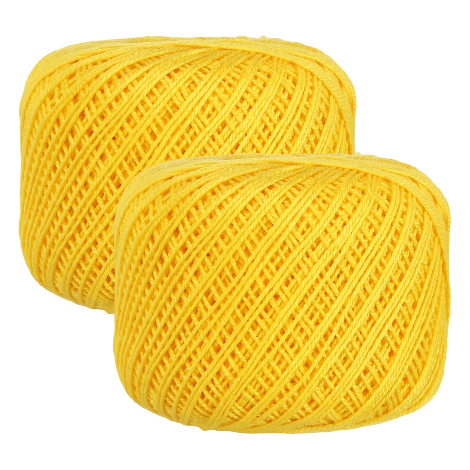 sourcing map 2 Rolls 164 Yards Size 3 Yellow Pearl Cotton Crochet Thread Lace Weight Yarn Tatting Thread for Crocheting Knitting Embroidery Sewing