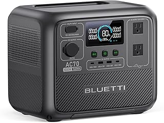 BLUETTI Solar Generator AC70, 768Wh LiFePO4 Battery Backup w/ 2 1000W AC Outlets (Power Lifting 2000W), 100W Type-C, for Road Trip, Off-grid, Power Outage (Solar Panel Optional)