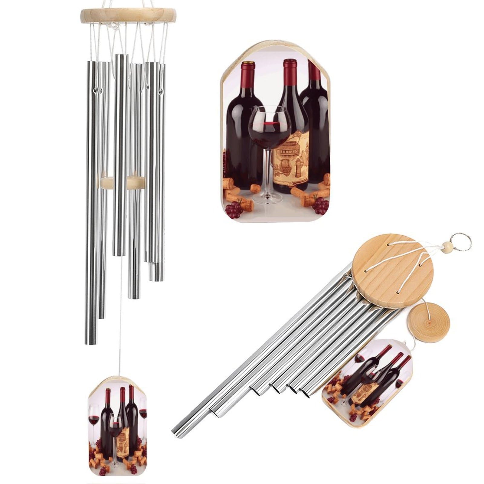 Outdoor Wind Chimes, Red Wine Printed Wind Chimes,Simple Wind Chimes,Curtain Wind Chimes for Home Decoration