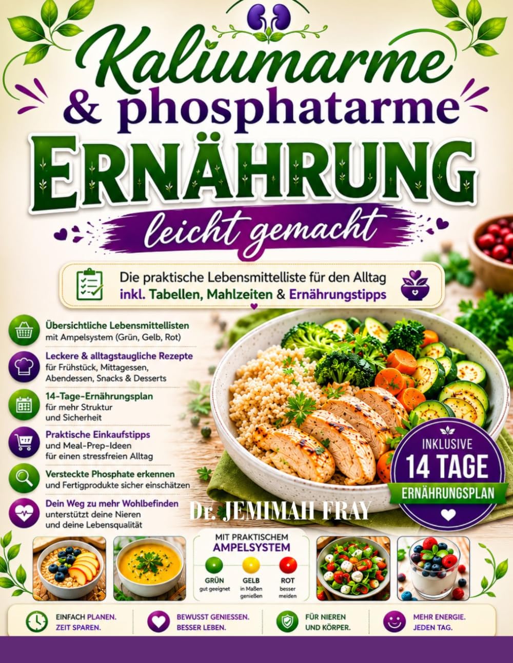 Kaliumarme & phosphatarme Ernährung leicht gemacht: Die praktische Lebensmittelliste für den Alltag inkl. Tabellen, Mahlzeiten & Ernährungstipps
