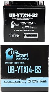 Replacement 2002 Honda TRX350 Rancher 350 CC Factory Activated, Maintenance Free, ATV Battery - 12V, 12AH, UB-YTX14-BS