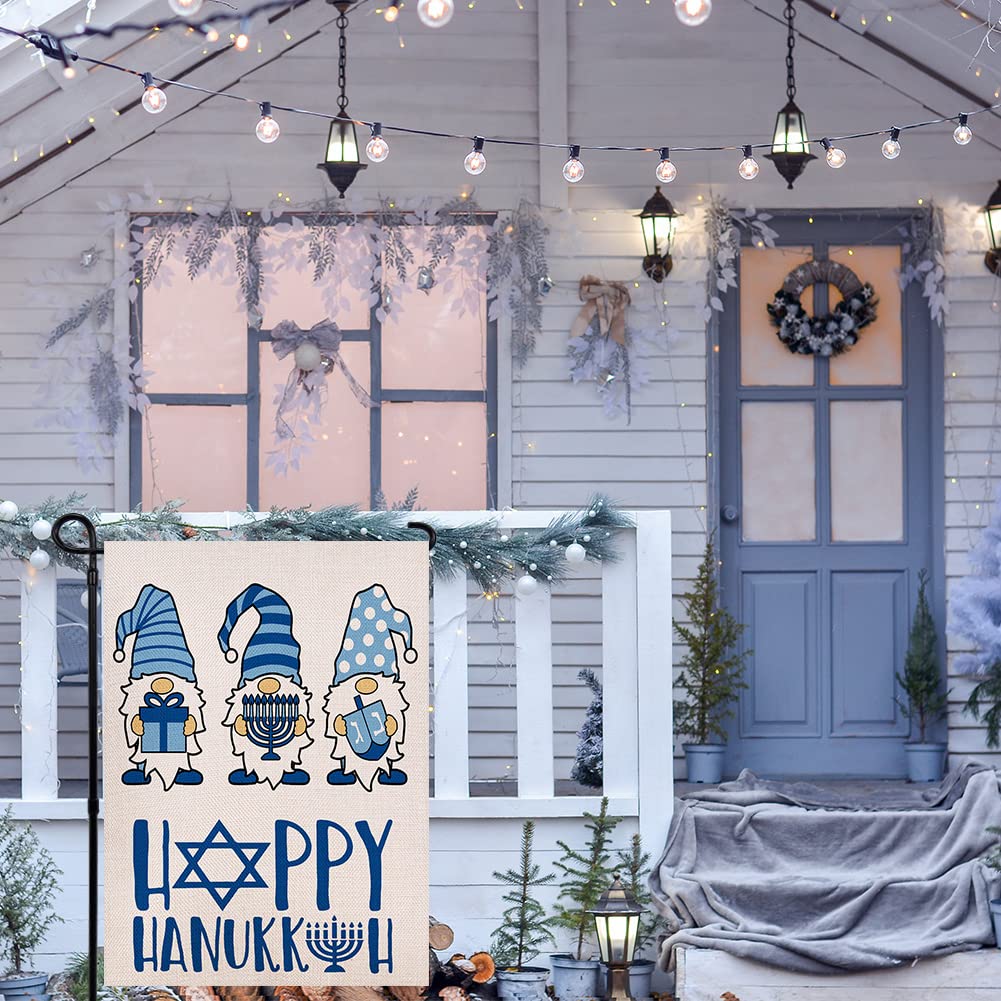 Happy Hanukkah Gartenflagge – Vertikal, 31 X 45 Cm, Doppelseitig Bedruckt, Aus Jute