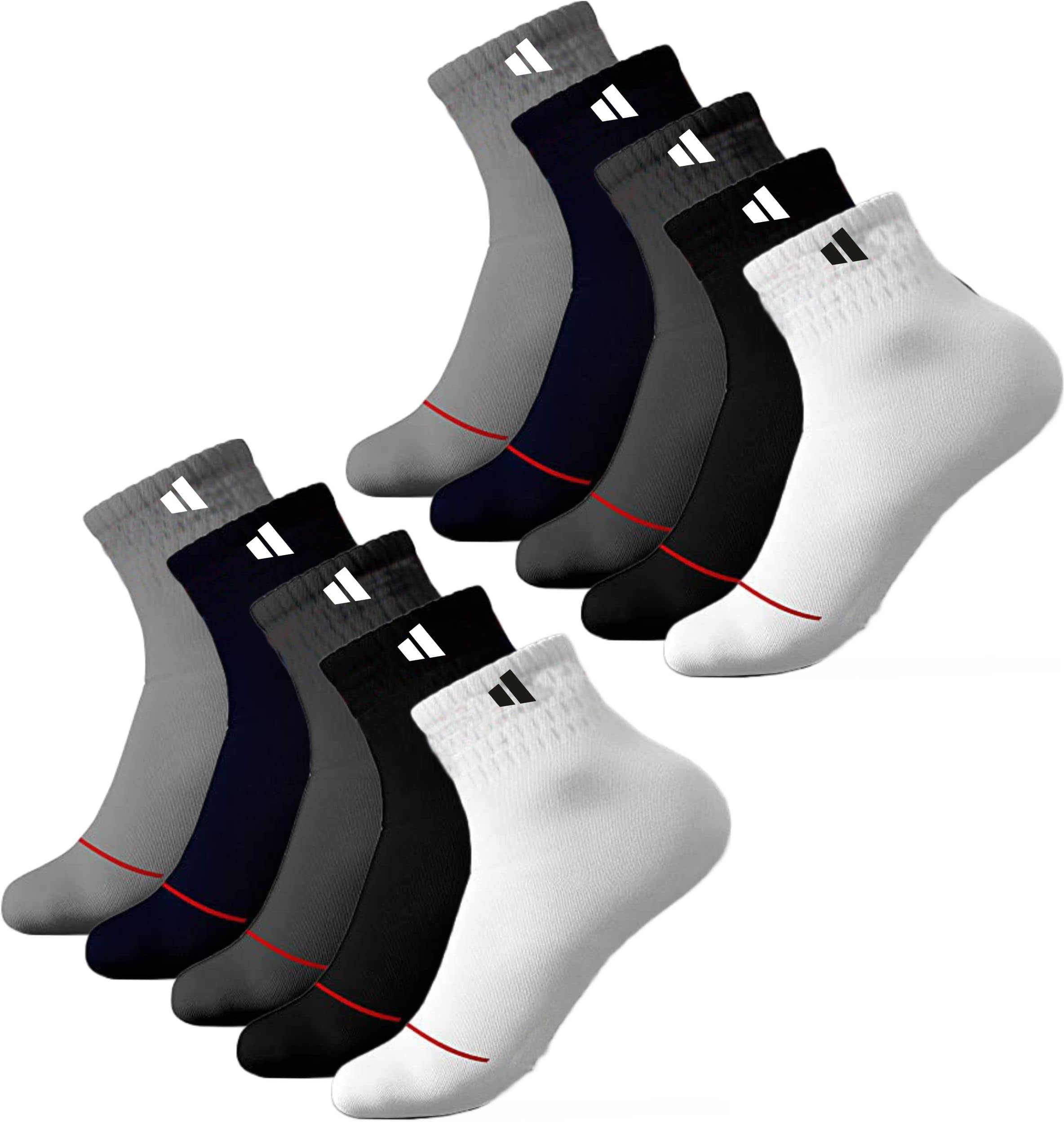 SJeware Men and Women Solid Ankle Length Socks (Pack of 10, Multicolour, Free Size