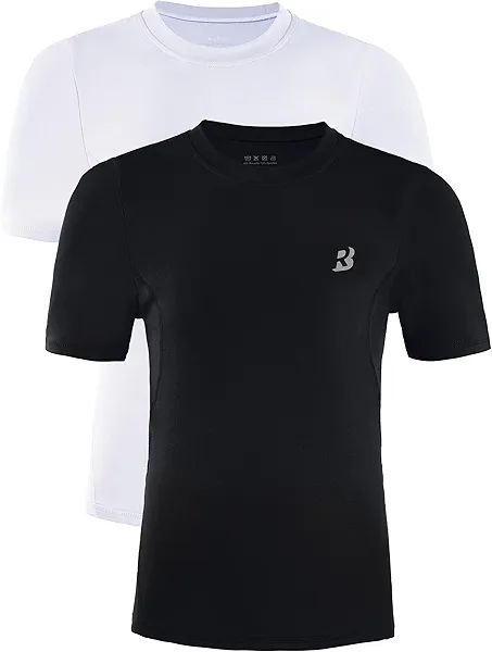 Roadbox Boys Compression Shirt, Youth Short Sleeve Undershirts for Basketball Baseball Soccer, Quick Dry Athletic Base Layer