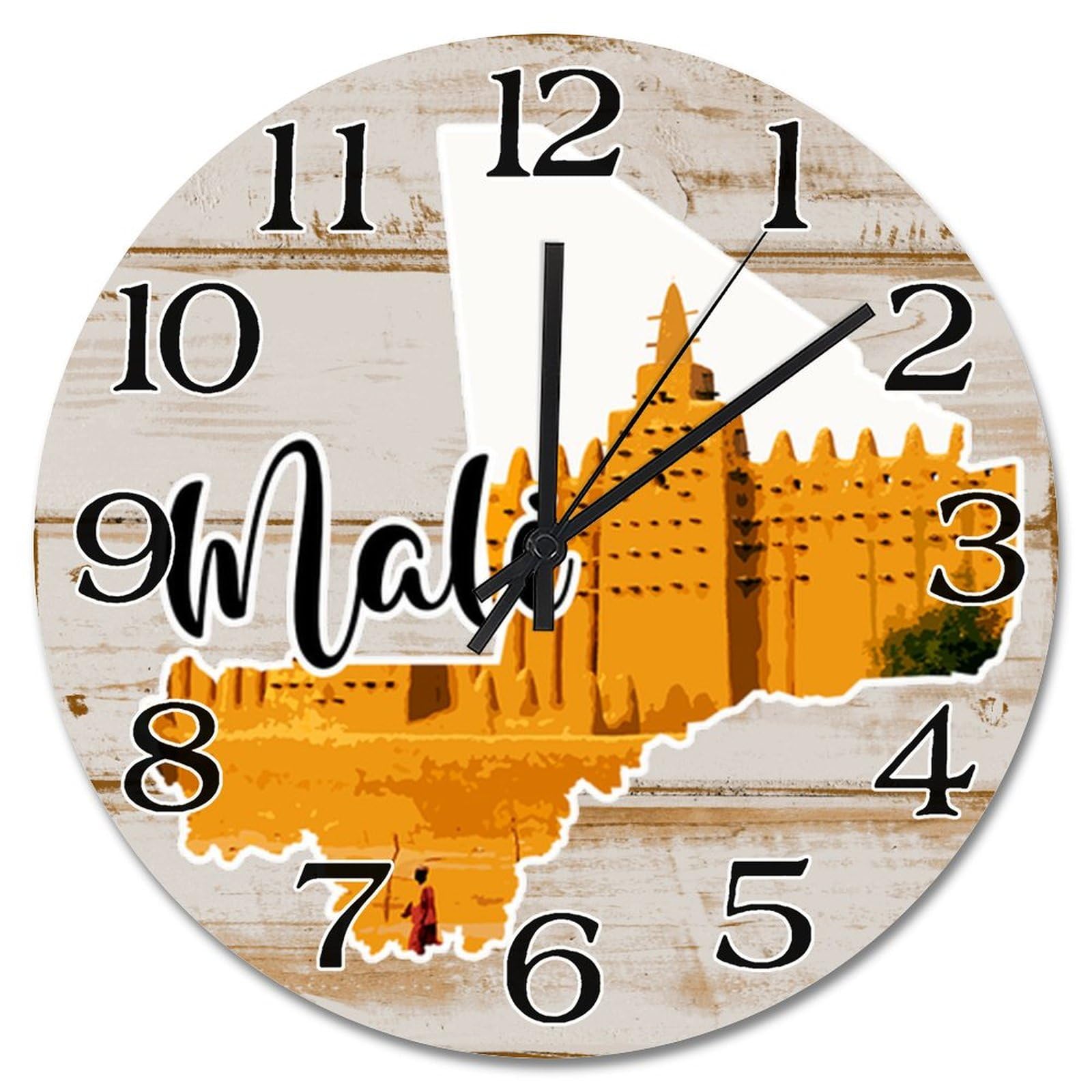 Horloge murale Mali pour décoration de ferme et salon chaleureux