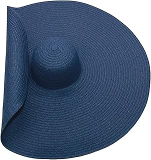 HHF Caps y Sombreos Venta al por Mayor 15 Colores Femenino Playa de Gran tamaño Sombreros Negro Verano Big Brim Sáb Sombrero Doblado Papiro Dropshipping NH974 (Color : Azul Marino)