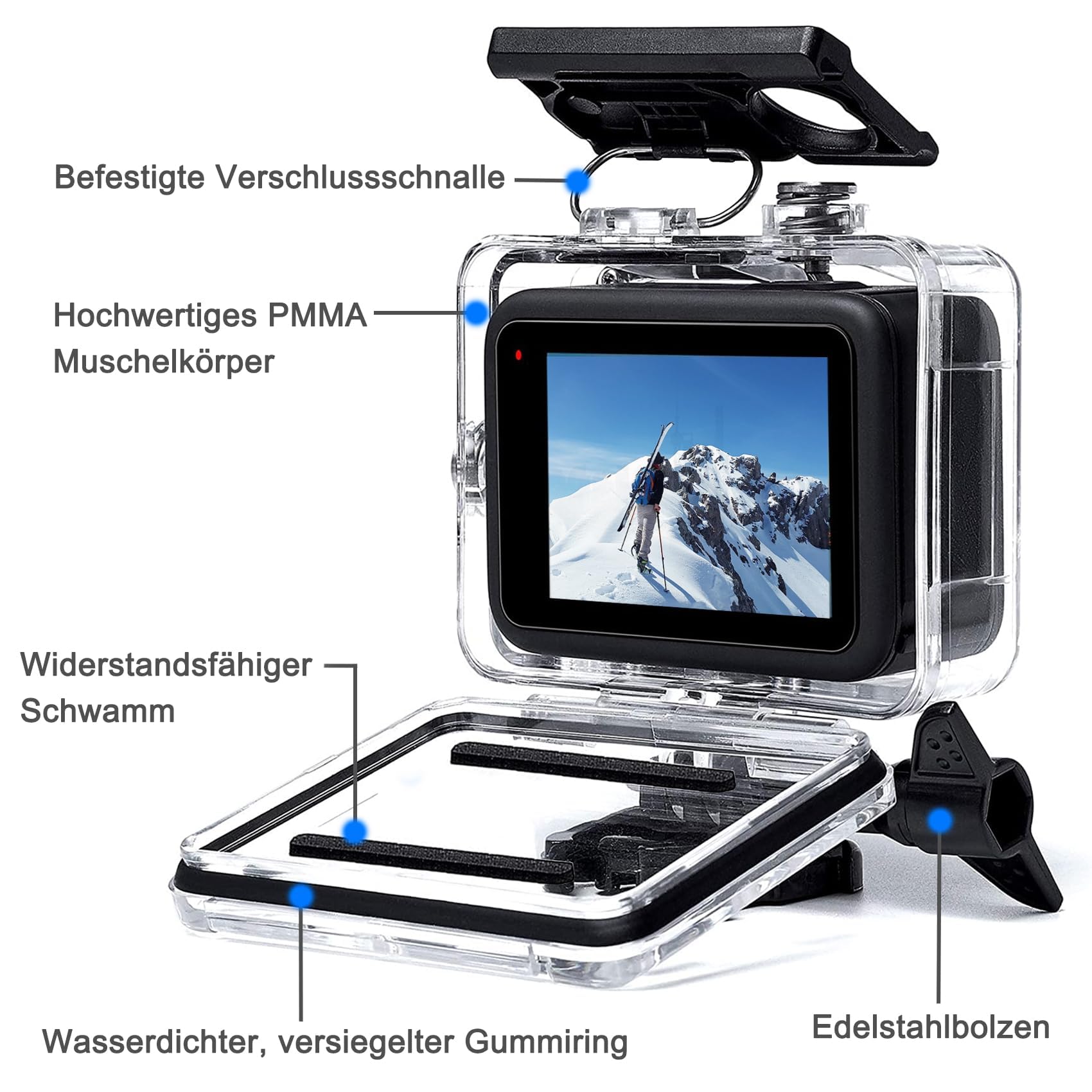 QIMEI-SHOP Case compatibel met GoPro Hero 7/6/5/(2018) Black action camera's, accessoires
