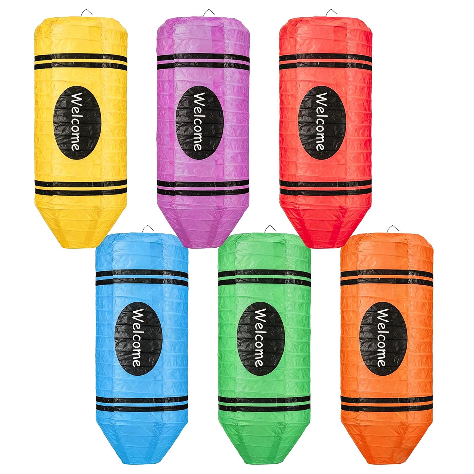 carotoe 6Pcs Colorful Paper Ornament Classroom Ceiling Hanging Decoration for Birthday Wedding and Back to School Day Paper Lamp Decorations