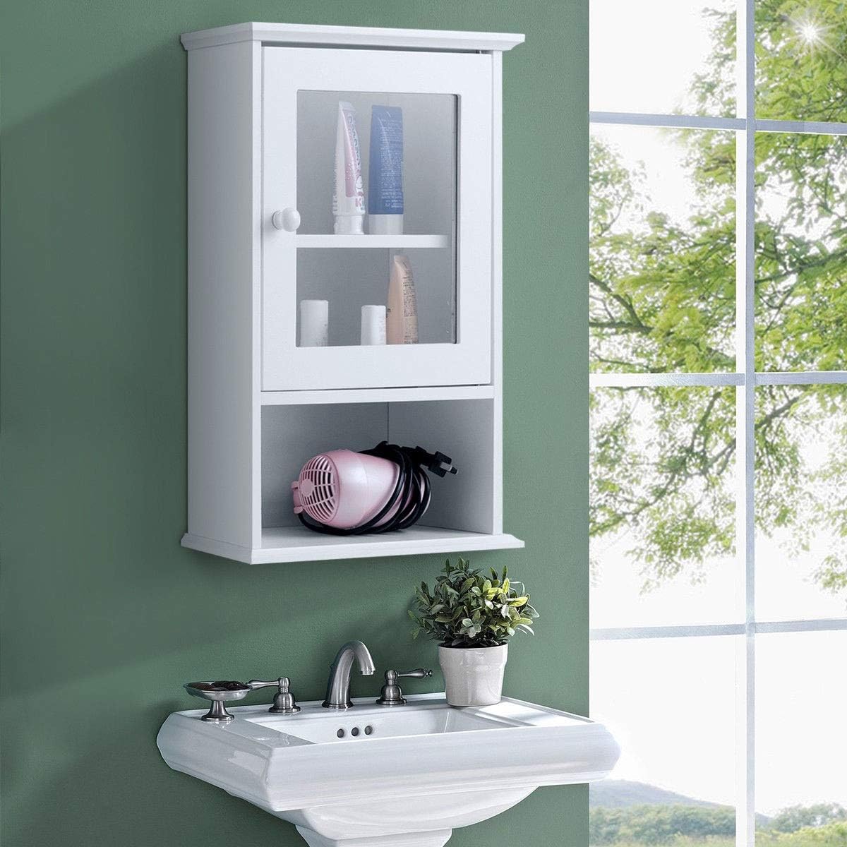 Modern Design Toilet Wall Mounted Adjustable Hanging Storage Medicine Cabinet, Sturdy Body and Solid Shelf, Placed in Living Room, Bedroom, Kitchen or Bathroom White