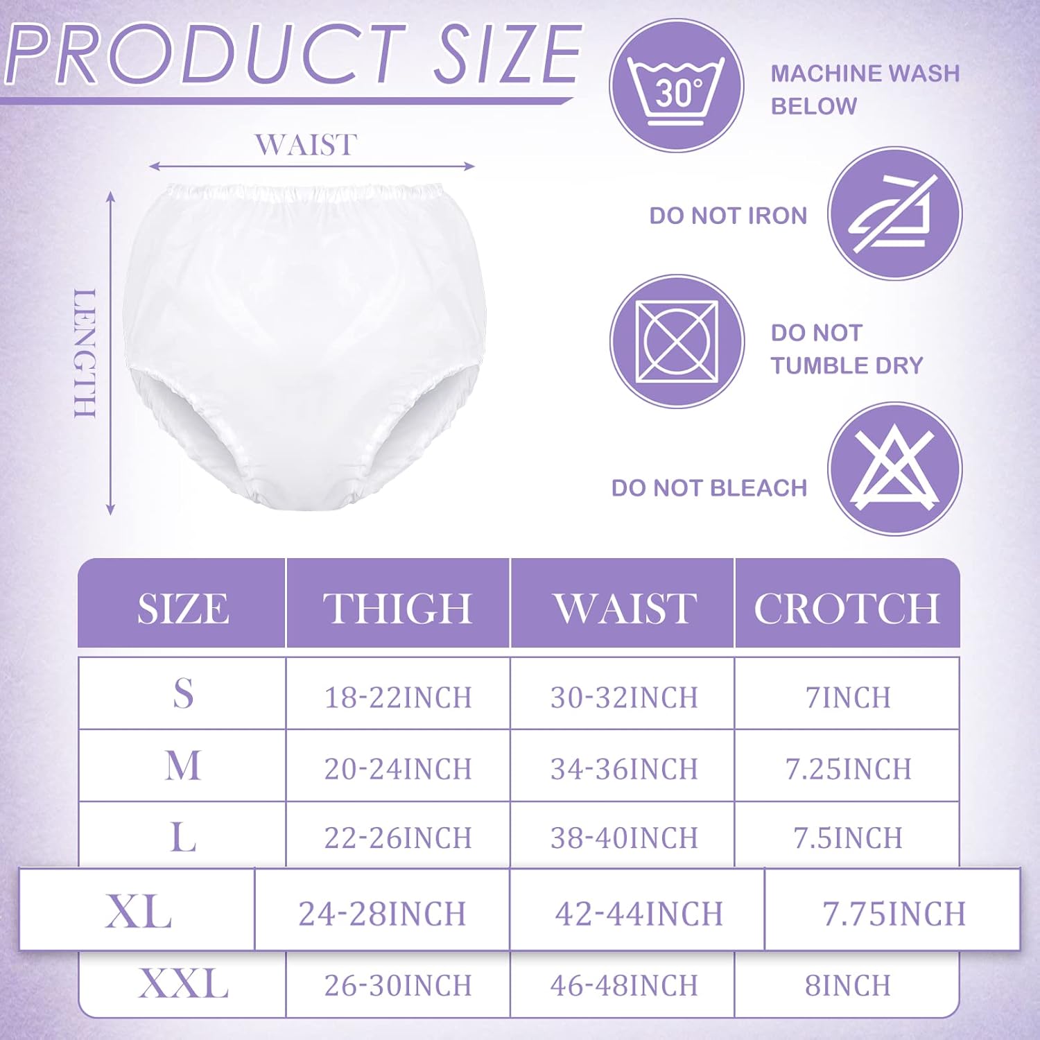 Weewooday 10 Pcs Adult Plastic Pants, X-Large, White, Waterproof Incontinence Underpants EVA Pull on Cover Pants Leak Proof Washable Incontinence Pants for Men Women Elderly - Image 3