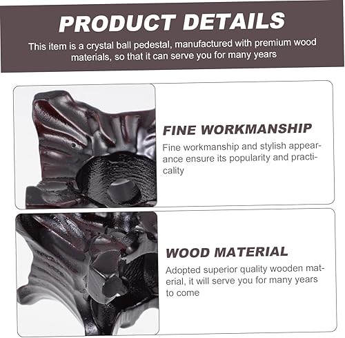 Miniatura 2 de Operitacx Base de bola de cristal de madera de cordero, decoración Woodsy, soporte de cristal para escritorio, soporte de esfera de Feng Shui,
