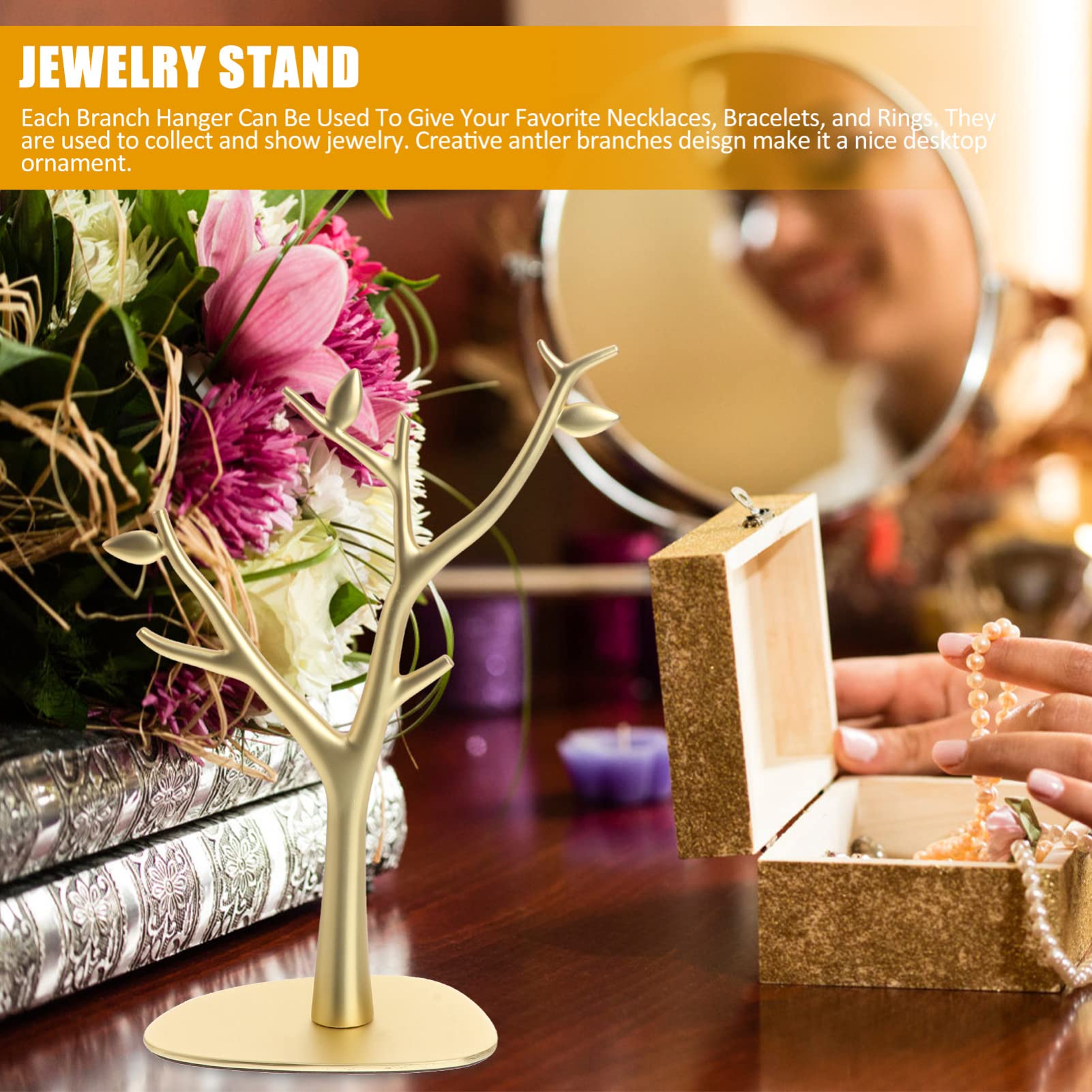 1 Stück Antler Schmuckständer Gold Stilvoller Schmuckbaum für Ringe und Armbänder Kreatives Design für Zuhause Geschäft oder Büro für zu Feiertagen und Anlässe