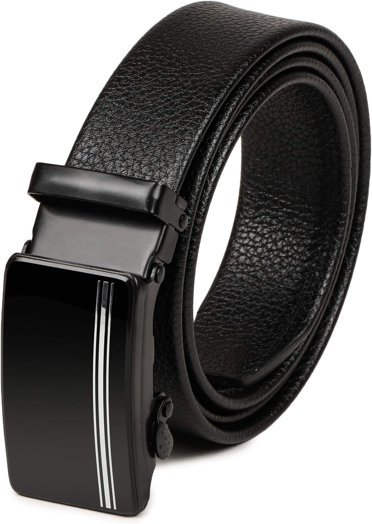 Men's Vegan Leather Belt for Men | Formal & Casual | Autolock Buckle,Black | Fit all size upto 40 Inches Waist size