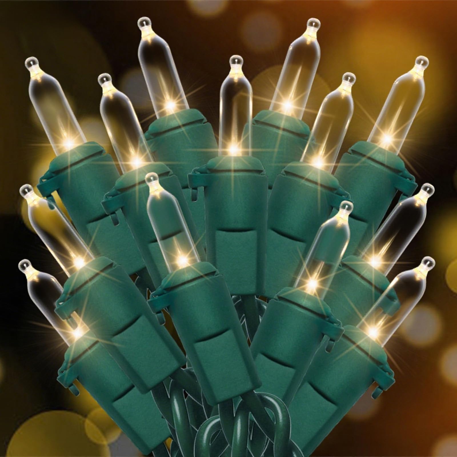 Guirnalda de luces para interiores, 50 mini LED de color blanco cálido, 5,7 m, alambre verde, luces de hadas de Navidad para dormitorio, fiesta, boda (50 unidades)
