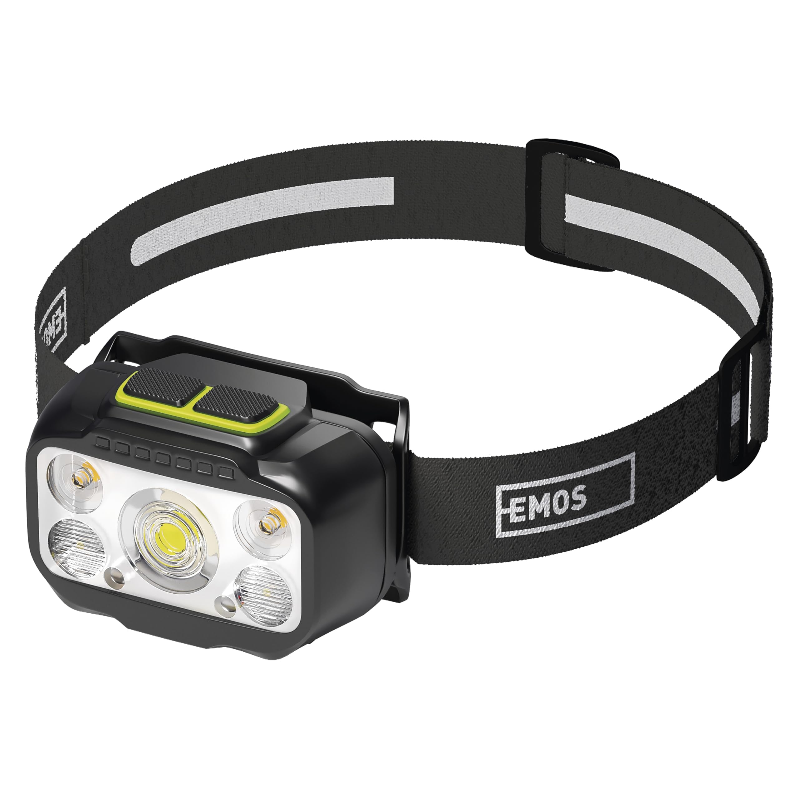 EMOS - LED headlamp with Dual Power Supply - 7 Light Modes, up to 550 lm, 110 m Range, 30°/60° Beam - Rechargeable, Li‑Pole & AAA Compatible, USB-C Cable - Weatherproof, Lightweight & Shockproof