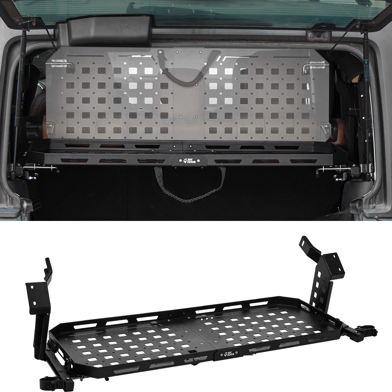 Photo 1 of ***NO HARDWARE***JOYTUTUS Rear Cargo Rack Basket with Gas Shock Compatible with 2007-2018 Wrangler JK (Only for 4 Doors Hard Top), 350 LBS Capacity Trunk Storage Rack, Pet Barrier Molle Panel, Black