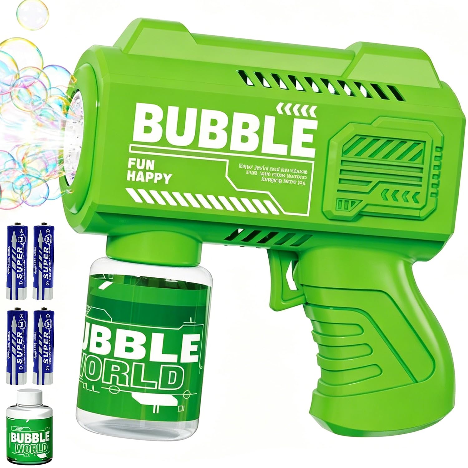 Kids Bubble Guns, Automatic Bubble Machine Gun for Kids Adults, with Bottles Solution, Party Outdoor Garden Game Toy - Green