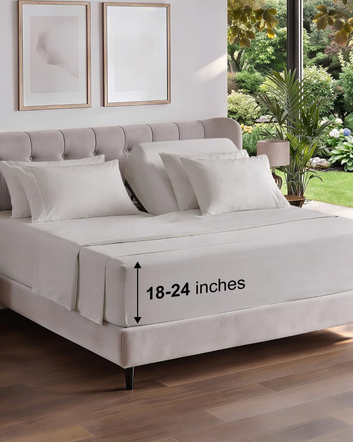 CGK Extra Deep Flex Top Split Head King 6pc Cooling Sheet Set - Light Grey