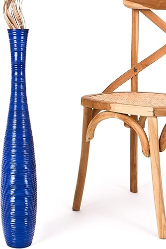 Leewadee - Jarrón alto para decoración del hogar, madera de mango