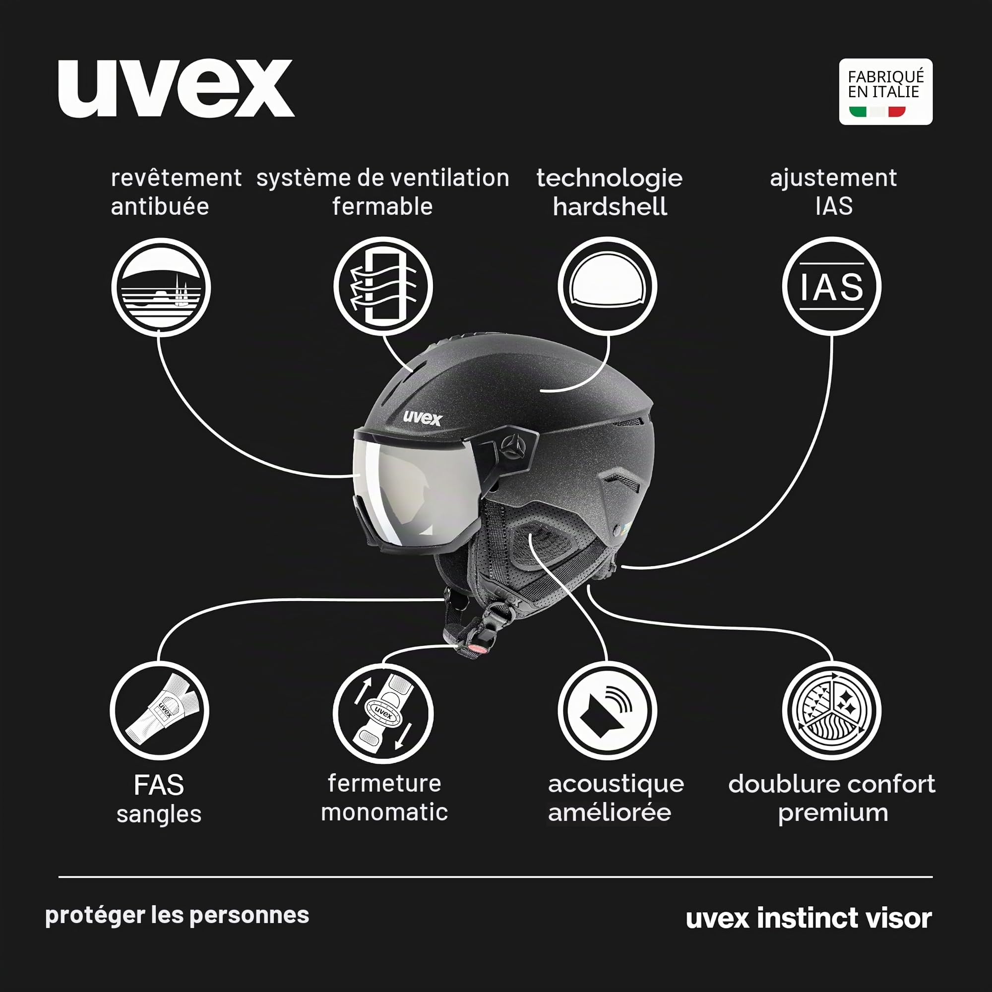 uvex Instinct Visor, Adjustable Ski & Snowboard Helmet with Integrated Visor for Women & Men